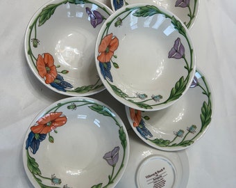 Villeroy And Boch Germany Amapola Floral  Set Of 6 Coupe Soup Cereal Bowls