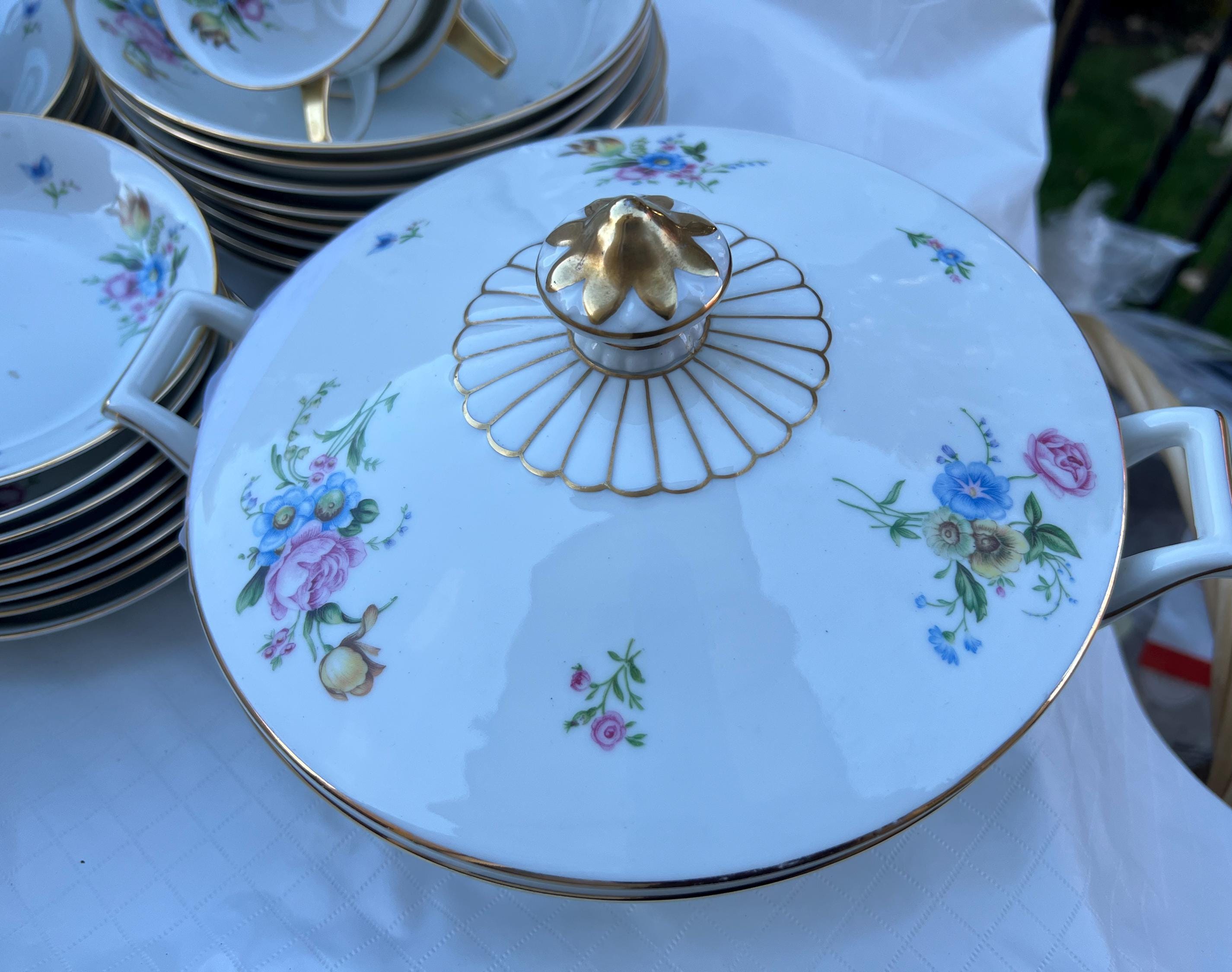H&co. Selb Bavaria Heinrich Floral China Gold Trim Dinnerware
