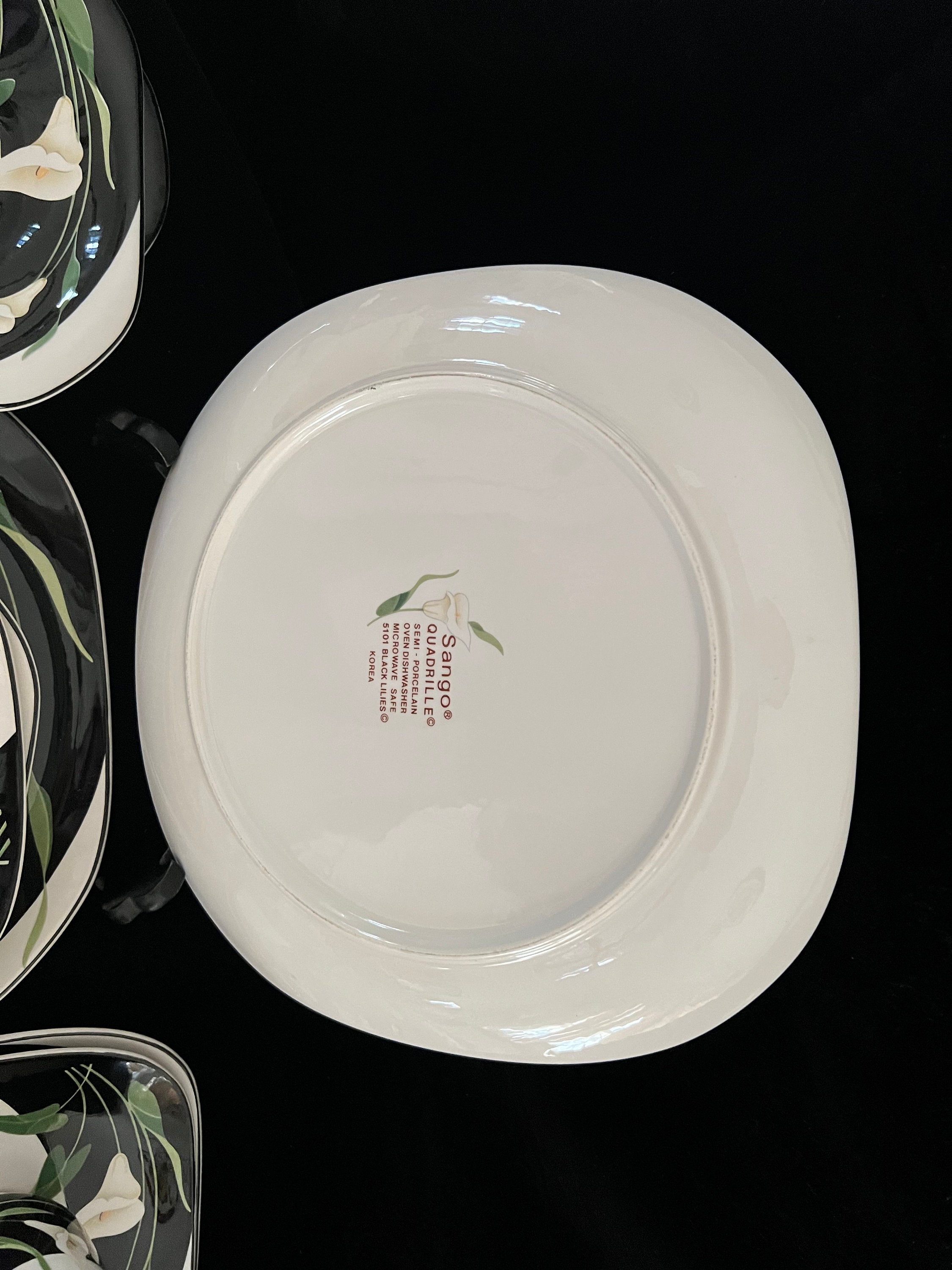 Sango Quadrille Black Lilies Dinnerware Set: 12-piece Service for
