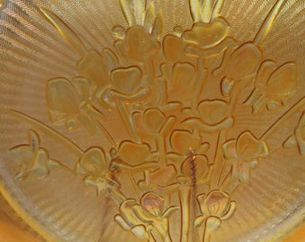 Plato de vidrio con diseño de espiga de Marigold Iris, plato vintage Jeannette Depression, 30 cm