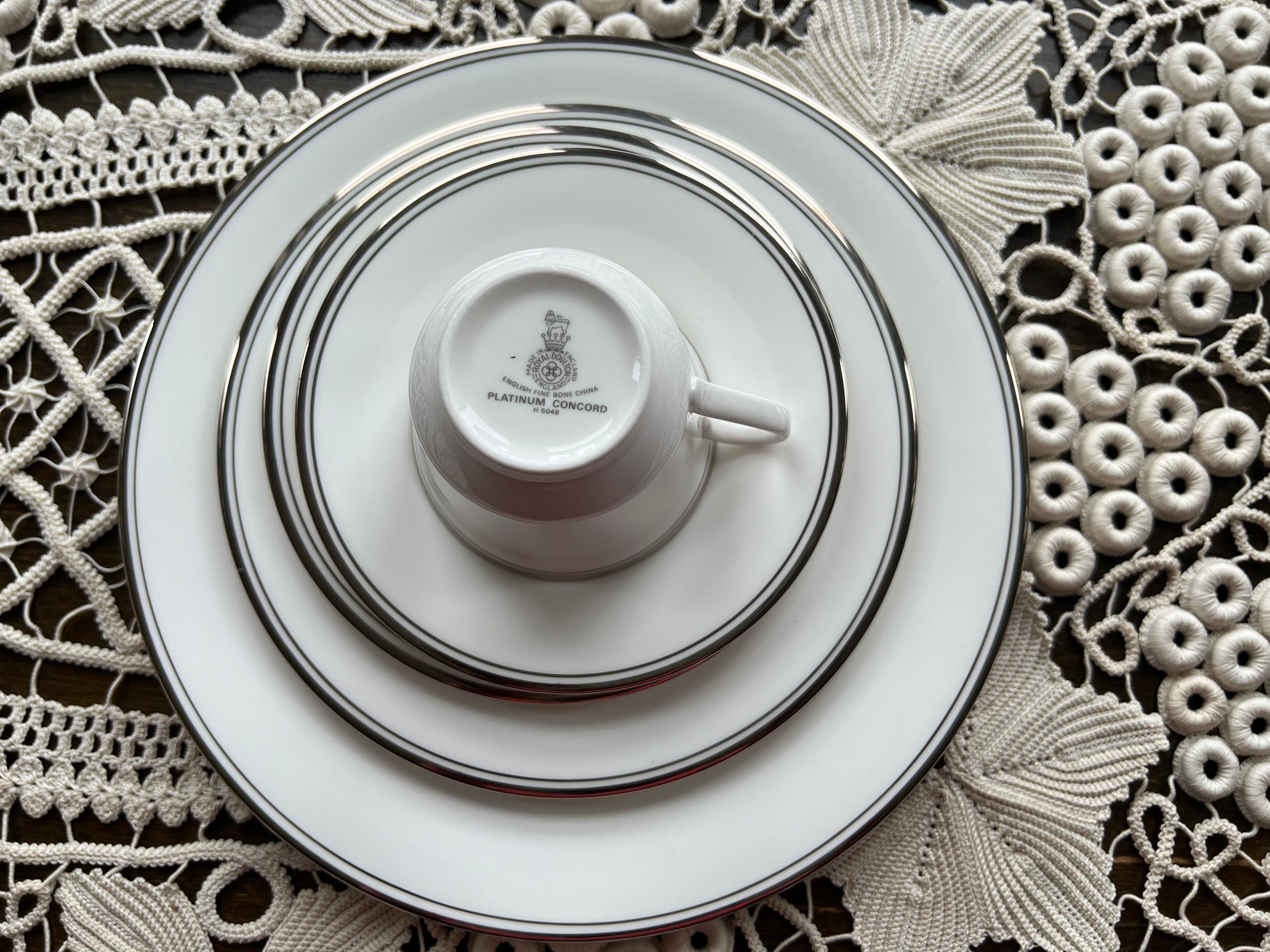 Set di stoviglie Royal Doulton Platinum Concord per 4 20 pezzi inutilizzati
