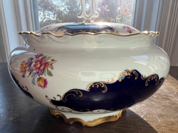 Reichenbach Echt Kobalt 24K Gold Covered Vegetable Bowl Made in