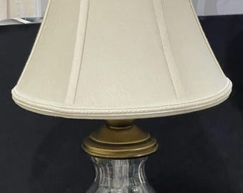 Waterford Belline Crystal and Brass 18in Lamp With Shade Harp And Finial
