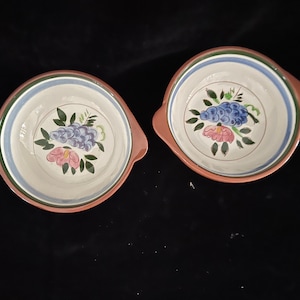 Stangl Dura Fired Set Of 2 Lugged Cereal Bowls Fruit And Flowers