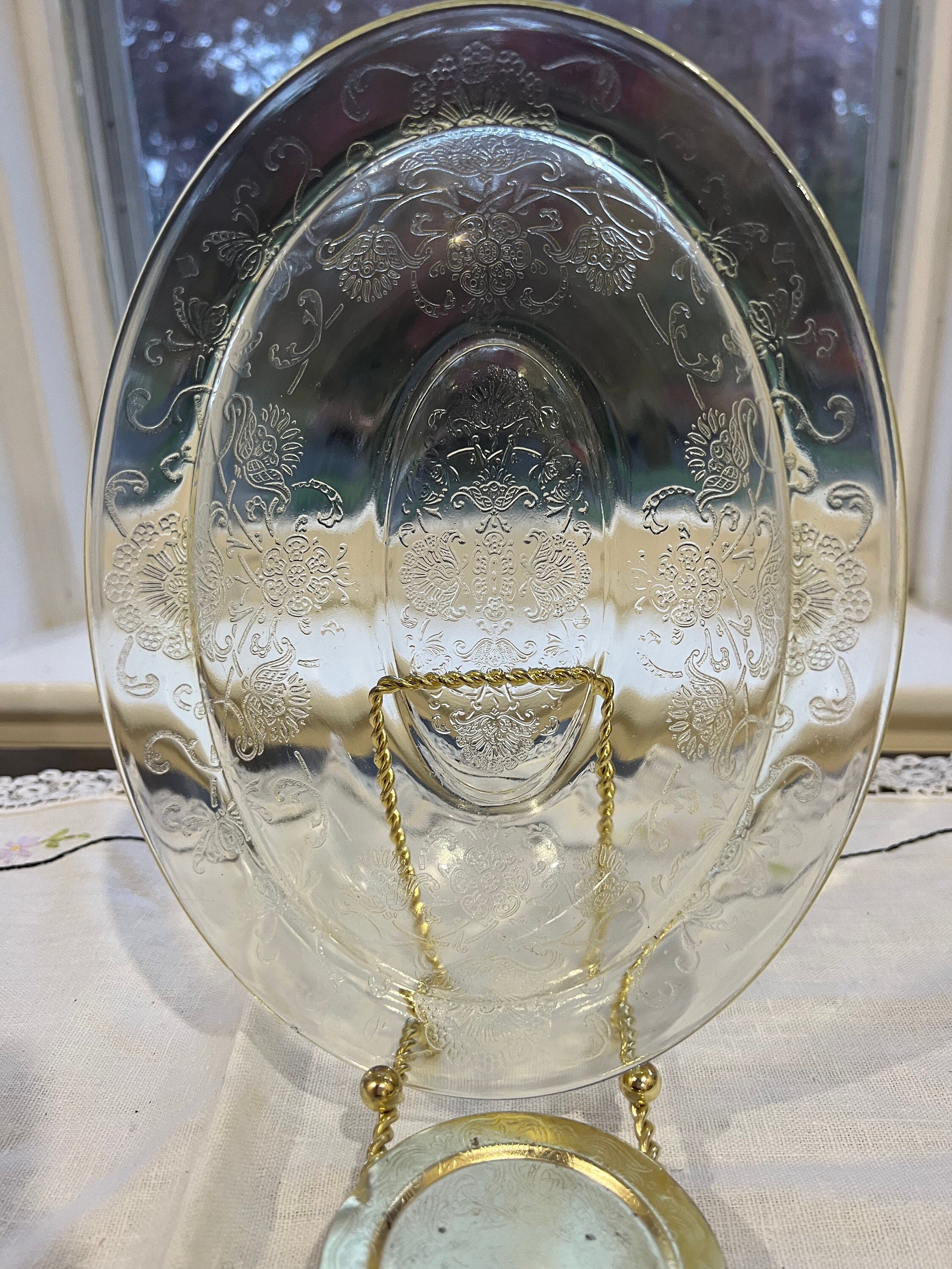 Vintage Hazel Atlas Florentine Yellow Depression Glass Oval