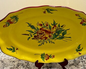 Elysee by Luneville Strasbourg Jaune  14&quot; Platter,  Louis XV Yellow, Made In France