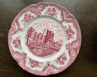 Johnson Brothers England Ironstone Rot Rosa Transfergeschirr / Unterglasur Speiseteller Blarney Castle im Jahr 1792 4er Set