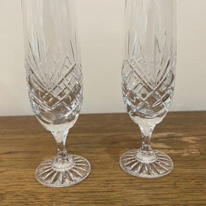 Crystal Champagne Flutes Set Of 2 With Stunning  Diamond and Fan Cuts