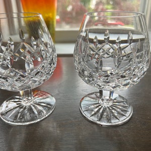 Waterford Crystal Lismore Brandy Snifters Set of 2 Glasses  With Signed (Shelton) Made In Ireland
