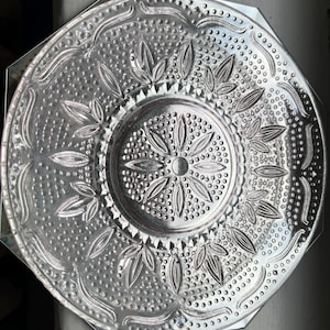 Luncheon Salad Plate Heritage Clear Pressed Glass by Federal Glass Set of 3