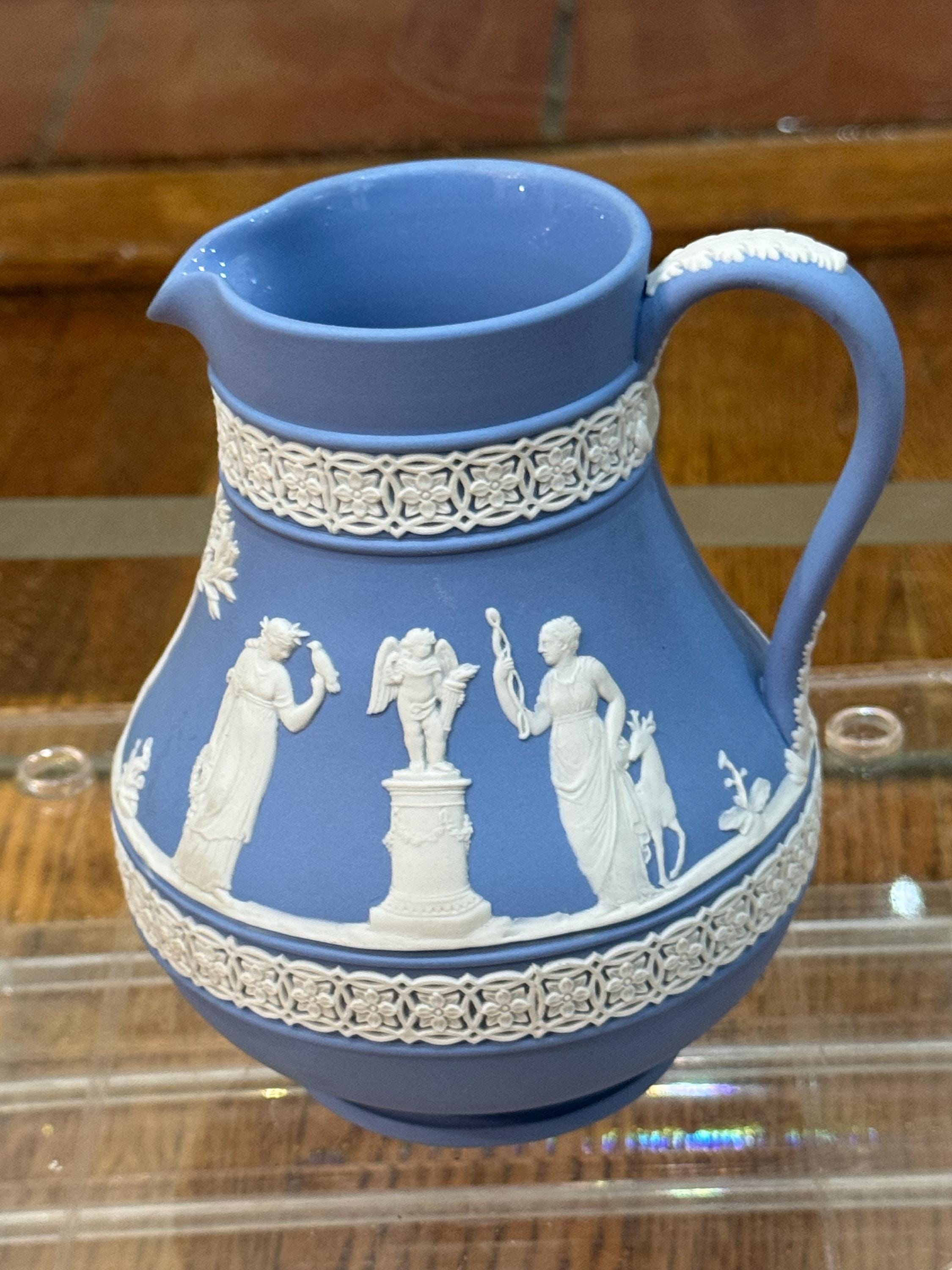 Vintage Wedgwood Jasperware Etruscan Blue and White Jug Pitcher - Etsy