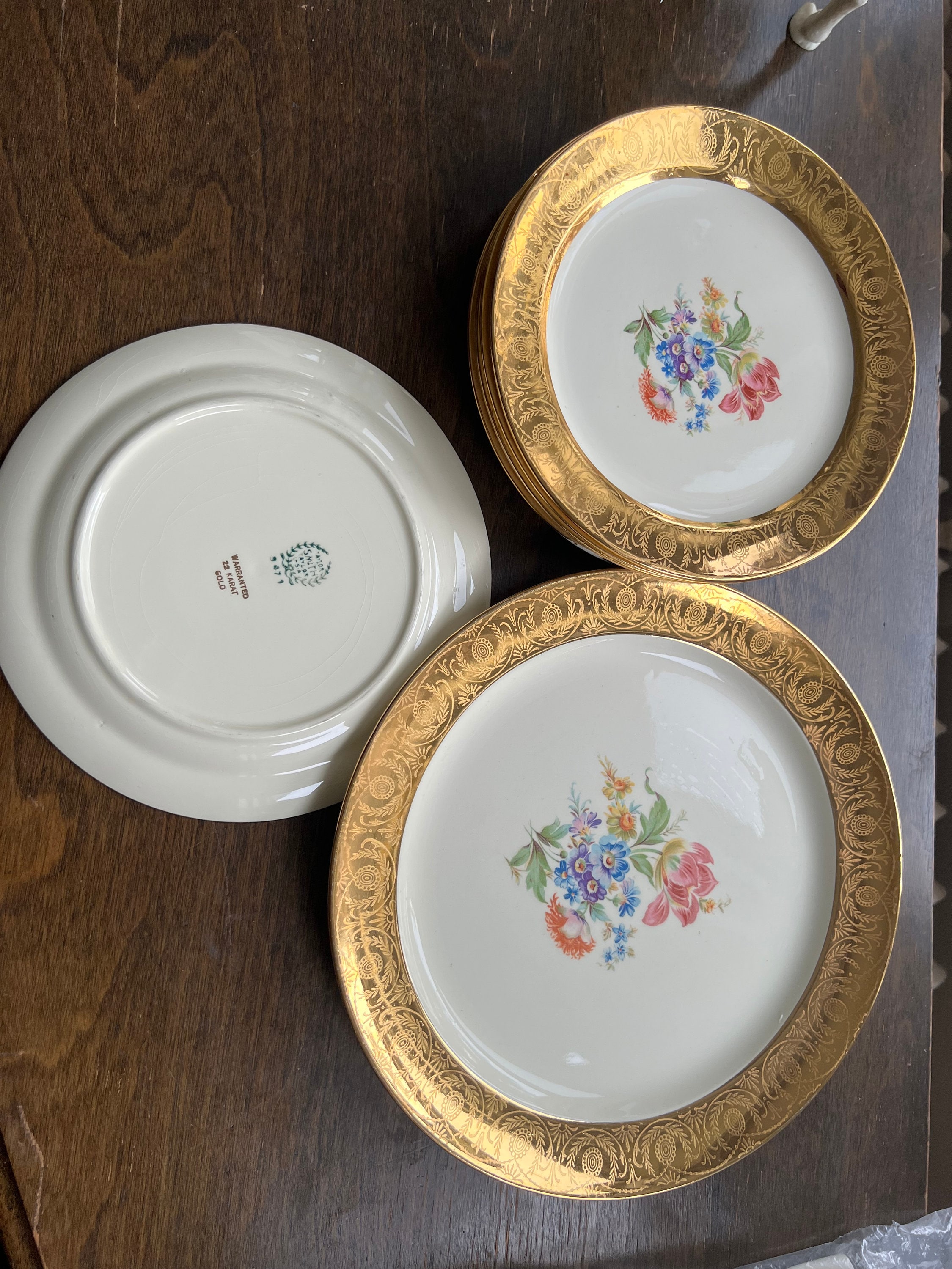 Taylor Smith Taylor 22K Gold Floral Salad Plates - Set of 6 - Etsy