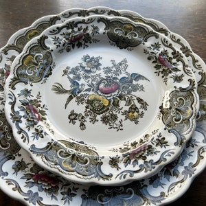 Ridgeway Staffordshire England Vintage Transferware, &quot;Windsor&quot; Multi Colored,Plates  c. 1960&#39;s - 1970&#39;s