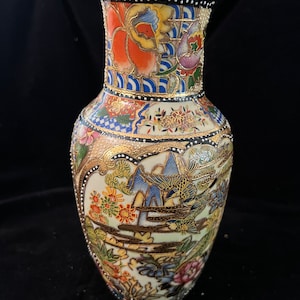 Vintage Chinese Cloisonne  Enameled Vase 10 In