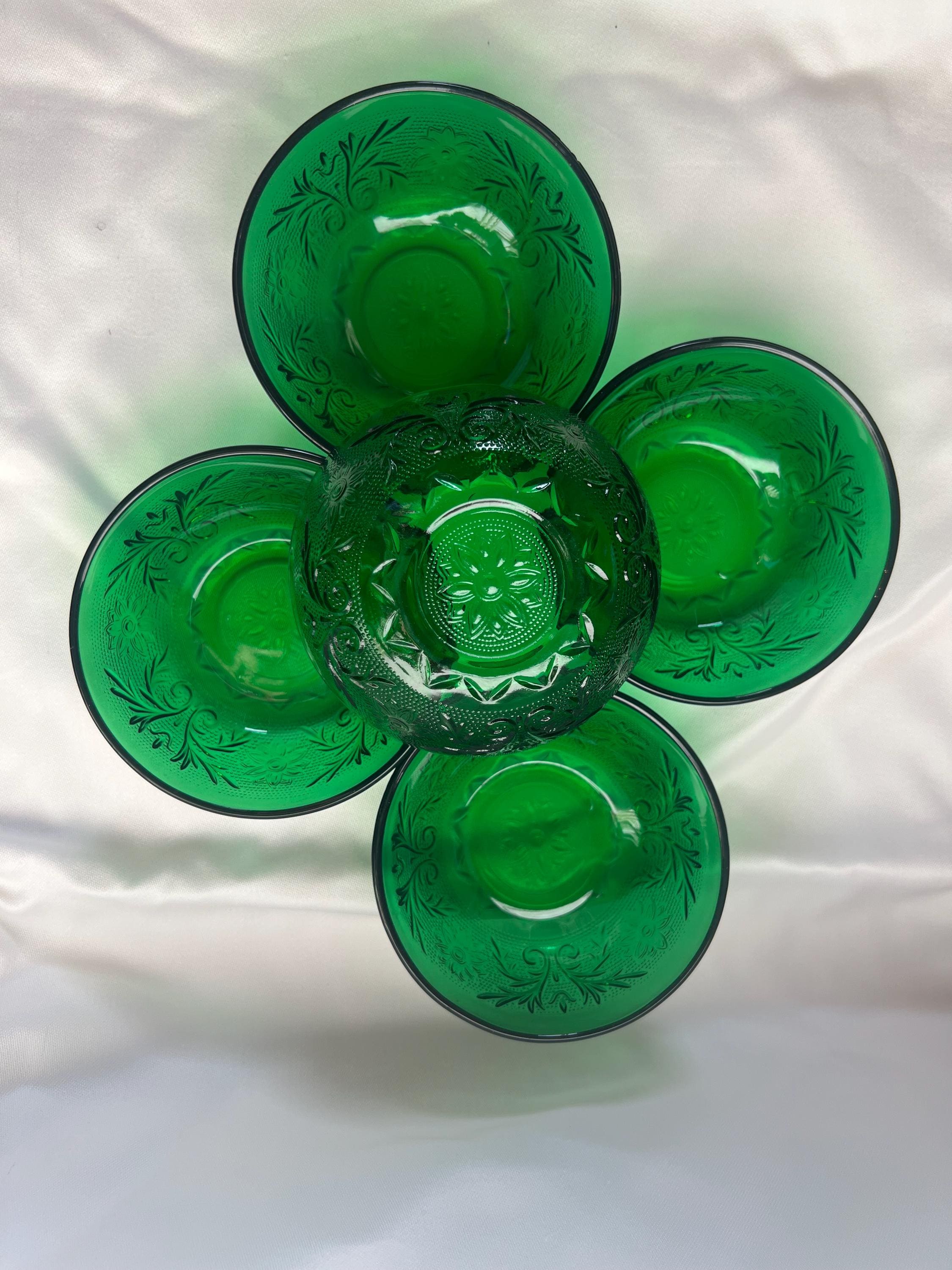 Vintage Anchor Hocking Forest Green Sandwich Glass Plate or Bowl