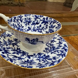 COALPORT COBALT Blueberries  Chintz Tea Cup And Saucer Set