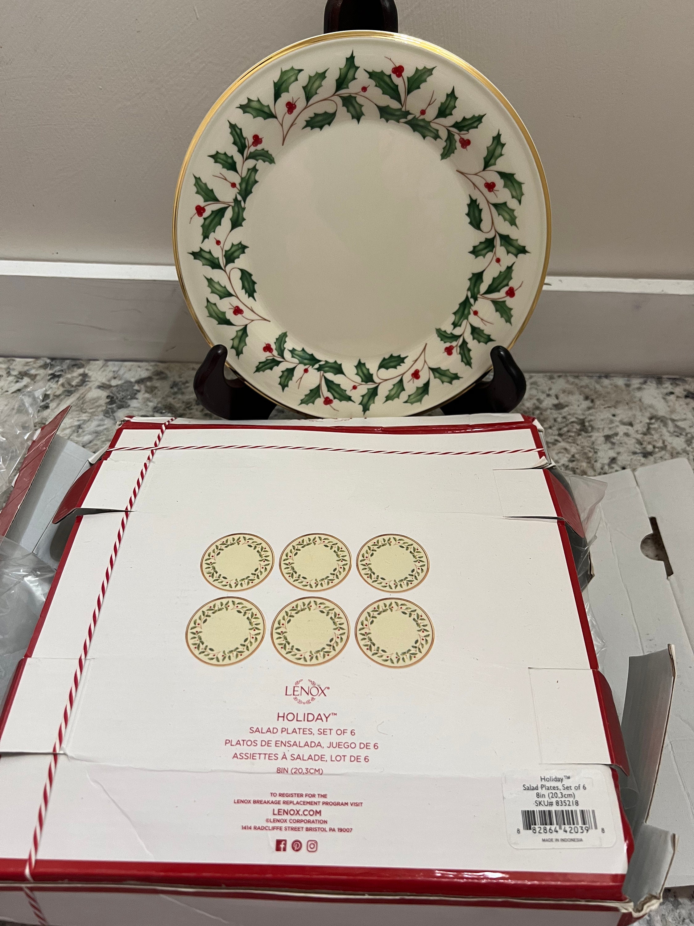 未使用 LENOX 21cmプレート6枚　クリスマス Lenox Holiday Set of 6 Porcelain Salad Plates in Gift Box New - Etsy