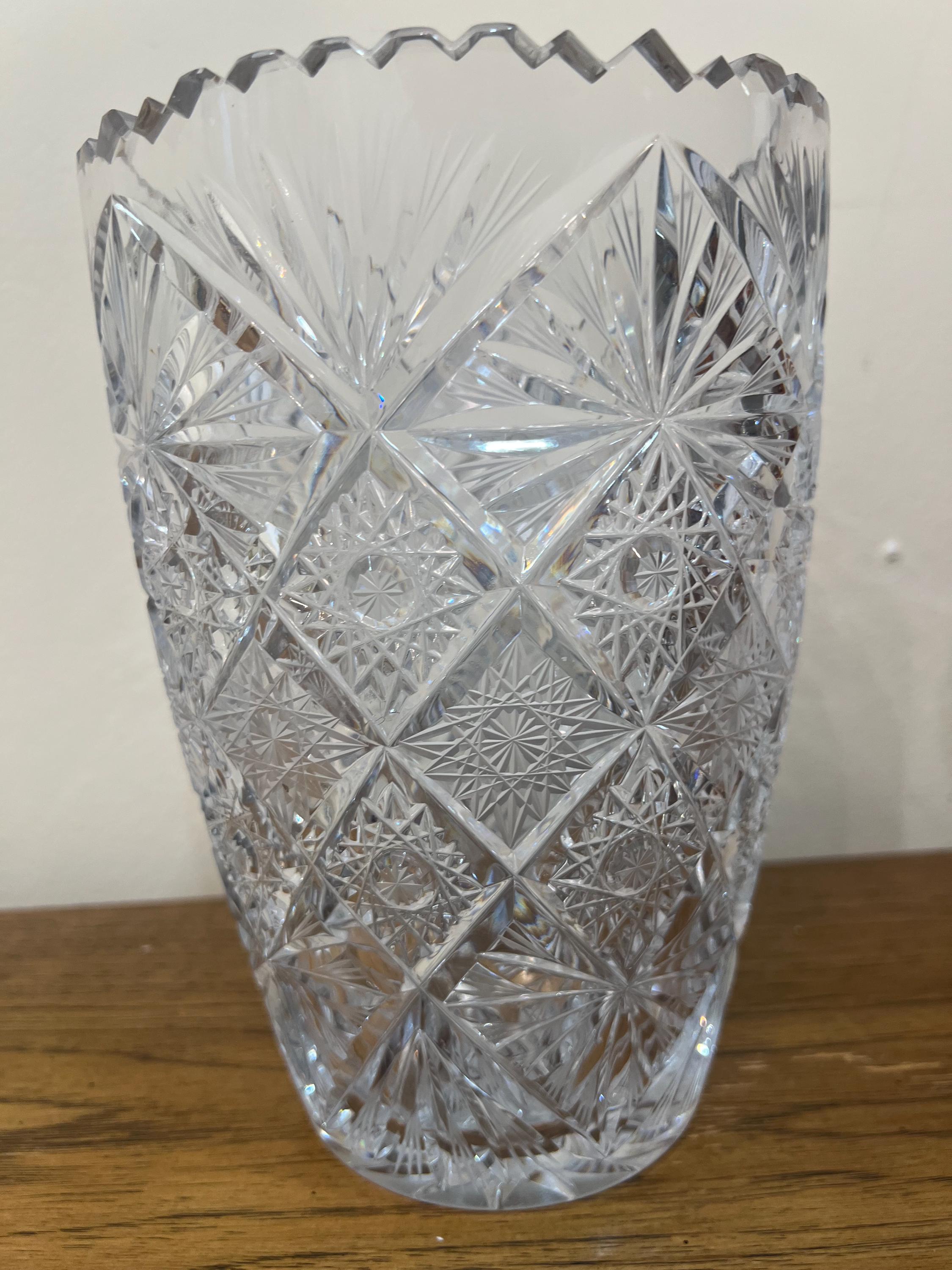 チェコ ボヘミアン ハンドカット クリスタル クイーンズ レース 鋸歯