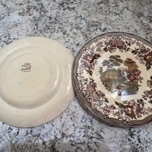 Vintage Alfred Meakin Staffordshire England “Tonquin” Dinner Plates Dish Set Of 2 By Clarice Cliff