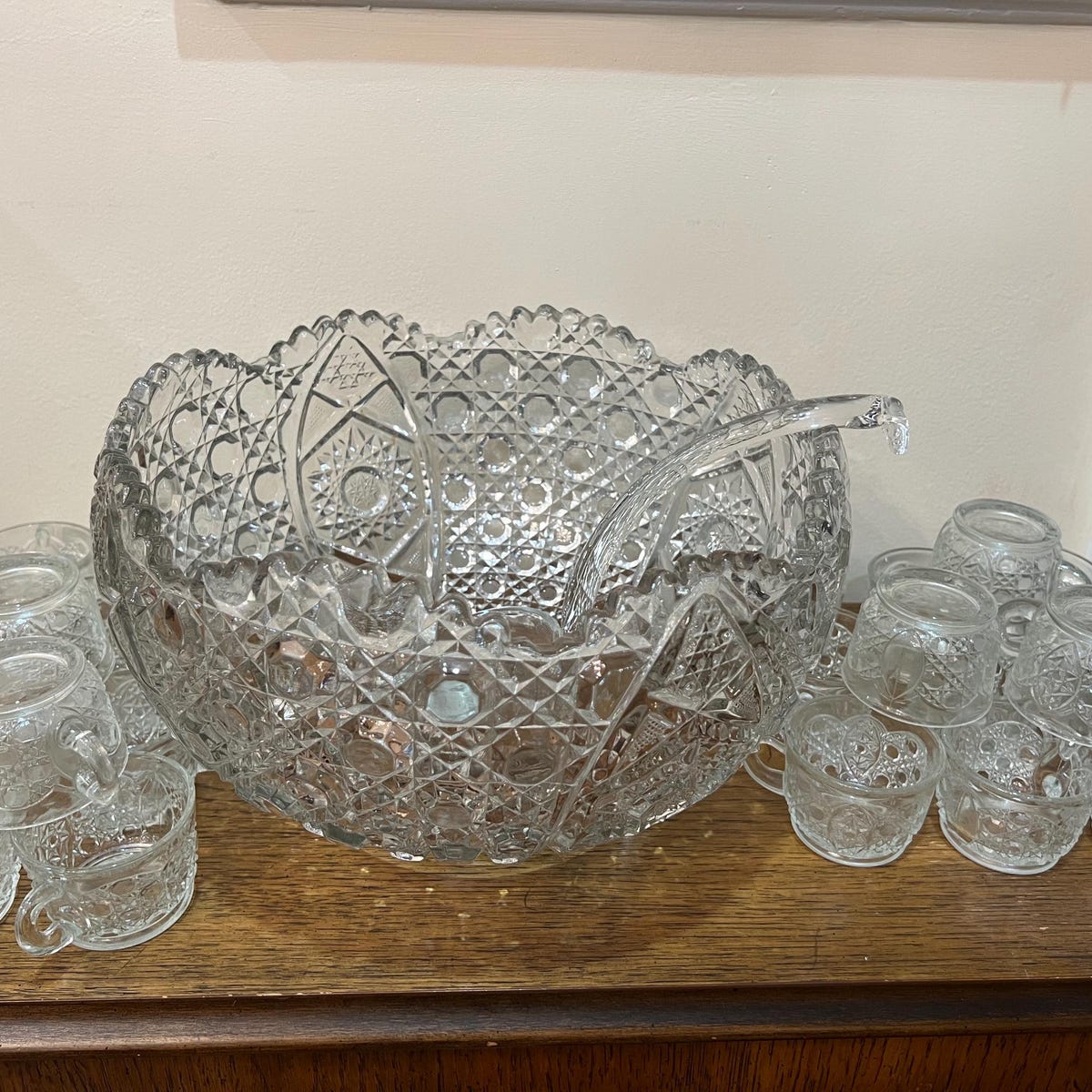 Smith Glass Daisy and Button Punch Bowl Set With Ladle - Etsy