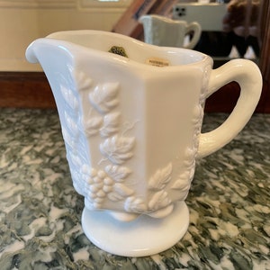 Westmoreland White Milk Glass  Paneled Grape Milk Glass Creamer