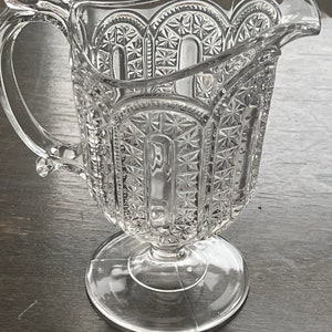 Antique EAPG Pressed Glass  Pitcher Creamer Bryce Bros. JASPER 1880 pattern (AKA) Belt  Buckle or Late Buckle Creamer  /Jug