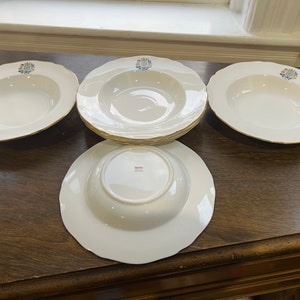 Vintage Spode Soup Bowls White With Gold Trim Set Of 8
