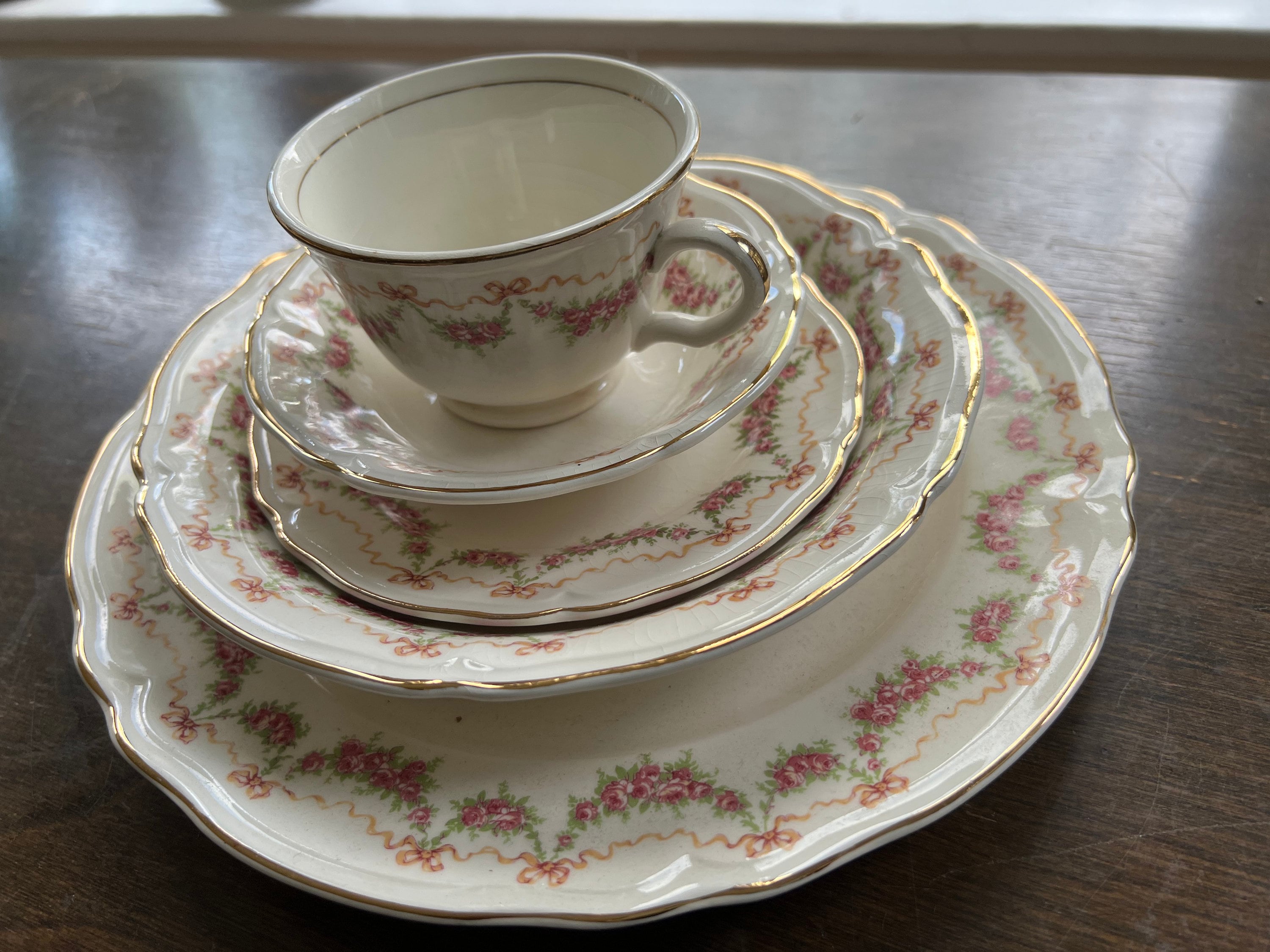 Vintage Edwin Knowles Bridal Rose China 5pc Place Setting - Etsy