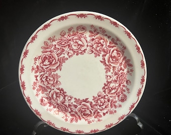 McNicol China Clarksburg WVA No. 54 7.25" Plate Red Swag And Flowers Restaurant Ware