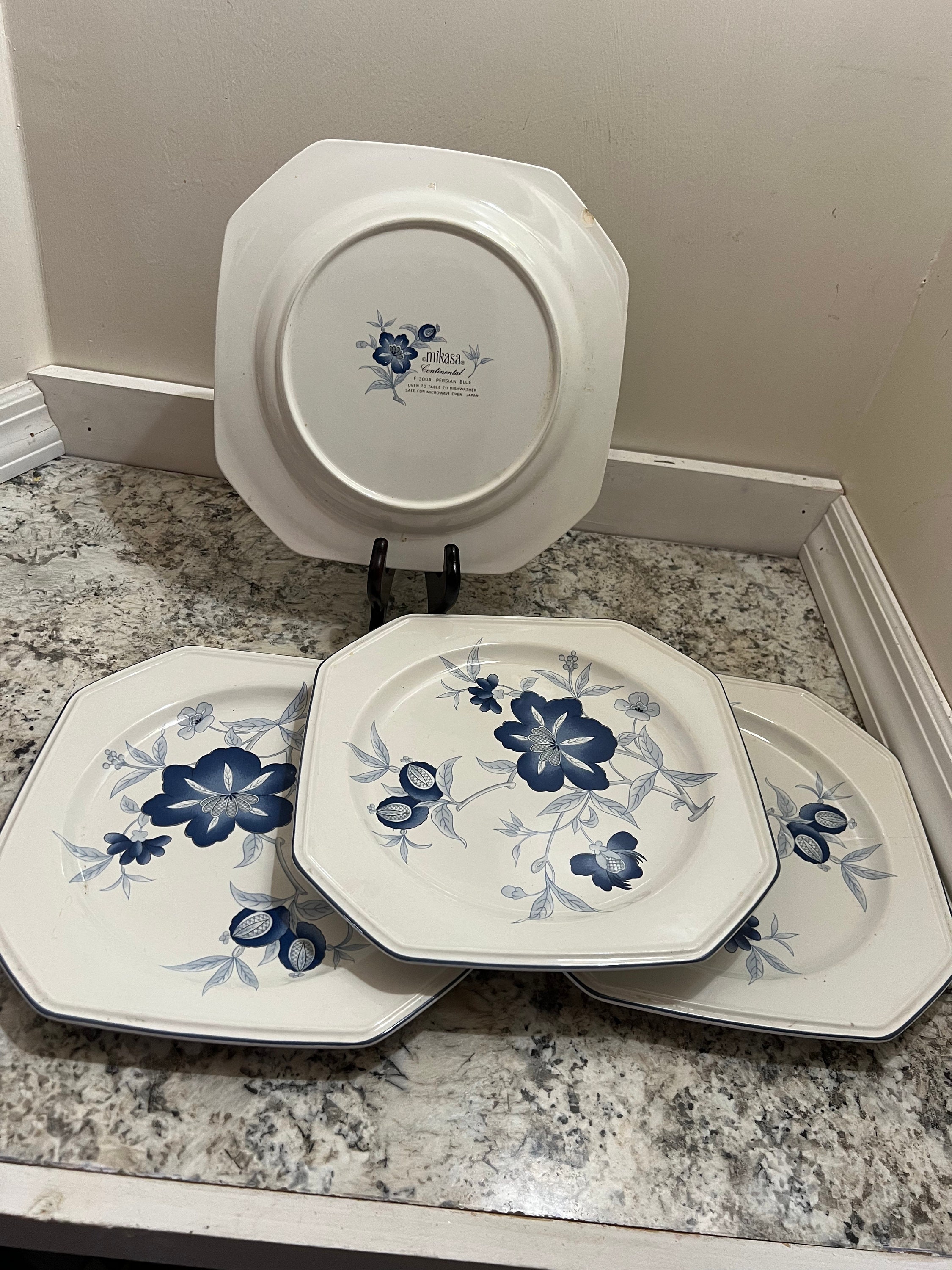 Vintage Mikasa Continental Persian Blue Dinner Plates Set of 4