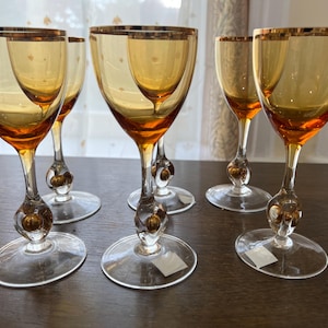 Jozef Stanik Zlata Zuzana Golden Suzanne Wine Glasses Set Of 6 1950s Art Deco