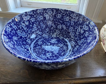 Calico Blue (sello Burleigh) de STAFFORDSHIRE Tazón grande de 13 pulgadas