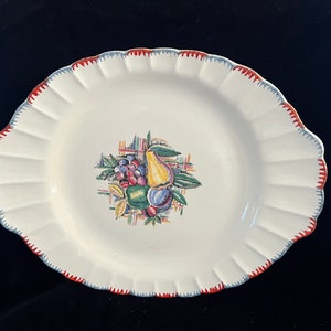 Limoges Made In USA Monsoon Harvest -TC Maroon Grey Oval Platter 13.5IN