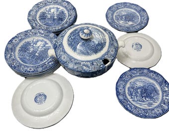 Liberty Blue collection, produced by Enoch Wedgwood & Co. in Staffordshire, England (1975–1981),