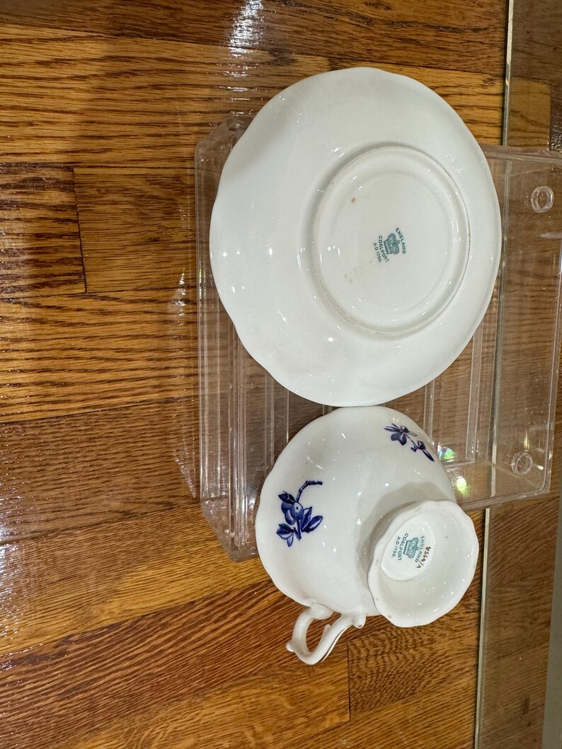 COALPORT COBALT Blueberries  Chintz Tea Cup And Saucer Set