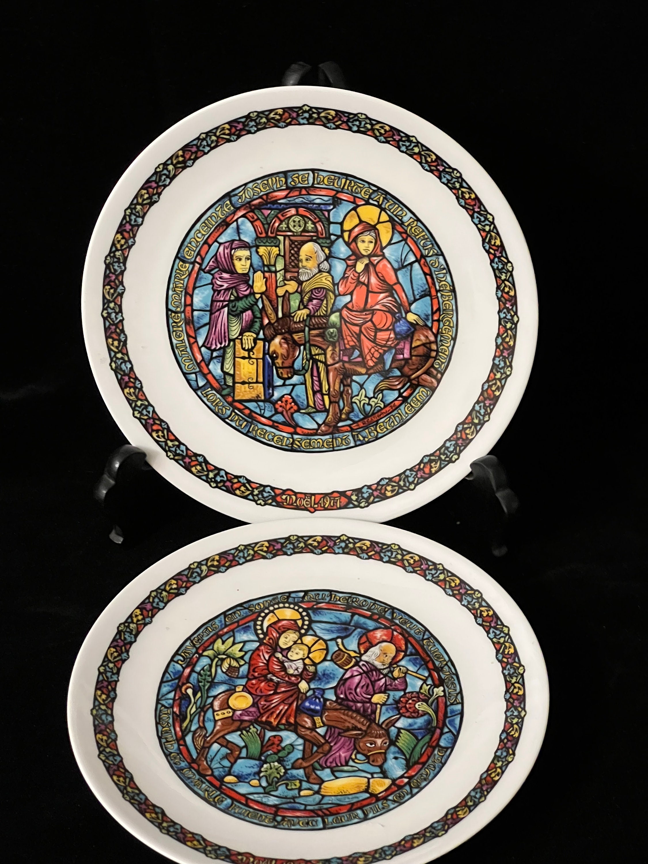 Henri D'Arceau-Limoges Noel Vitrail Set Of 2 1977  Christmas Plates