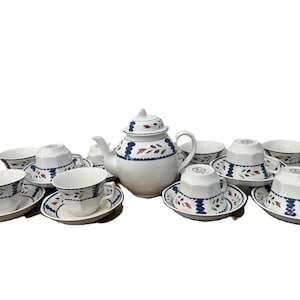 Adams China Lancaster Teapot & Lid 5 1/4&quot; With 10 Cup And Saucers Unused