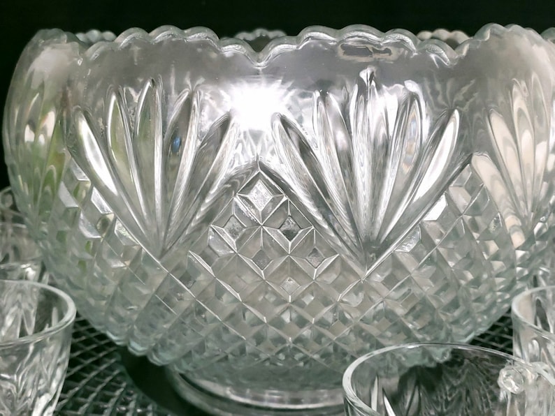 L.E. Smith Large Pineapple Design Punch Bowl Set With 24inch Etsy