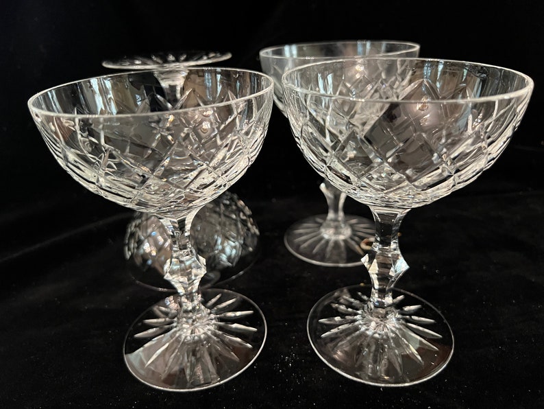 Vintage Hungarian Crystal Champagne Saucers Or Dessert Glasses Set Of 4