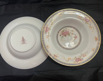 Royal Doulton Canton Bone China Soup Bowls - Pink & Blue Floral Set