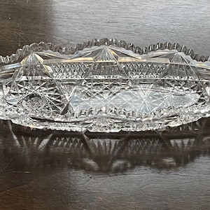 Vintage ABP American Brilliant Cut Glass Relish Dish: Hobstars ...