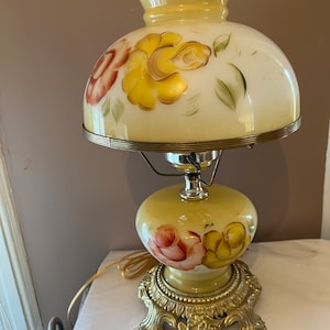 GWTW Hand Painted Electric  Lamp Glass Base And Shade
