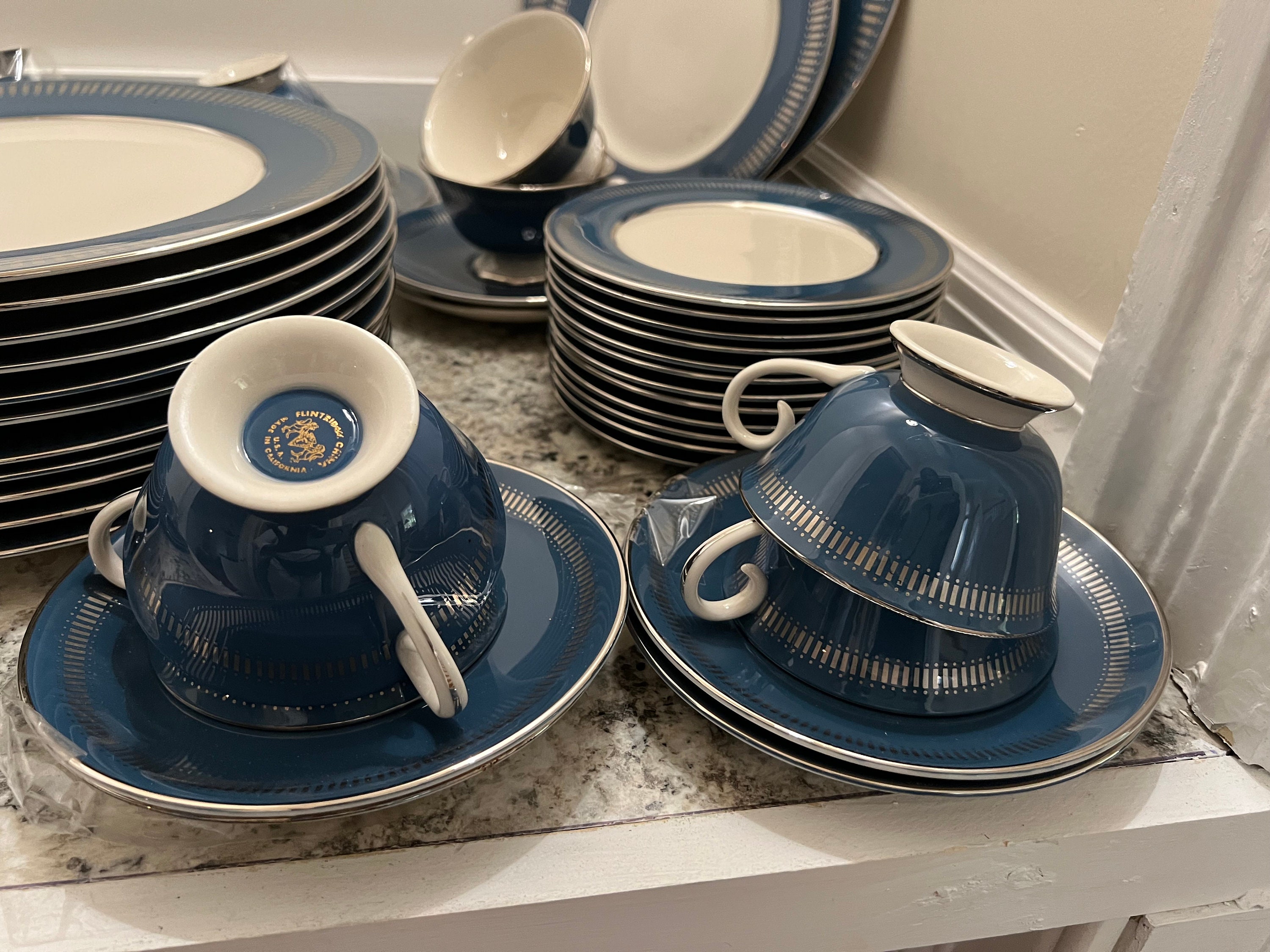 Flintridge California China Westgate Deep Teal Blue Platinum