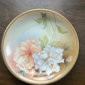 Handpainted  Gilded  Floral Plates Germany Vintage
