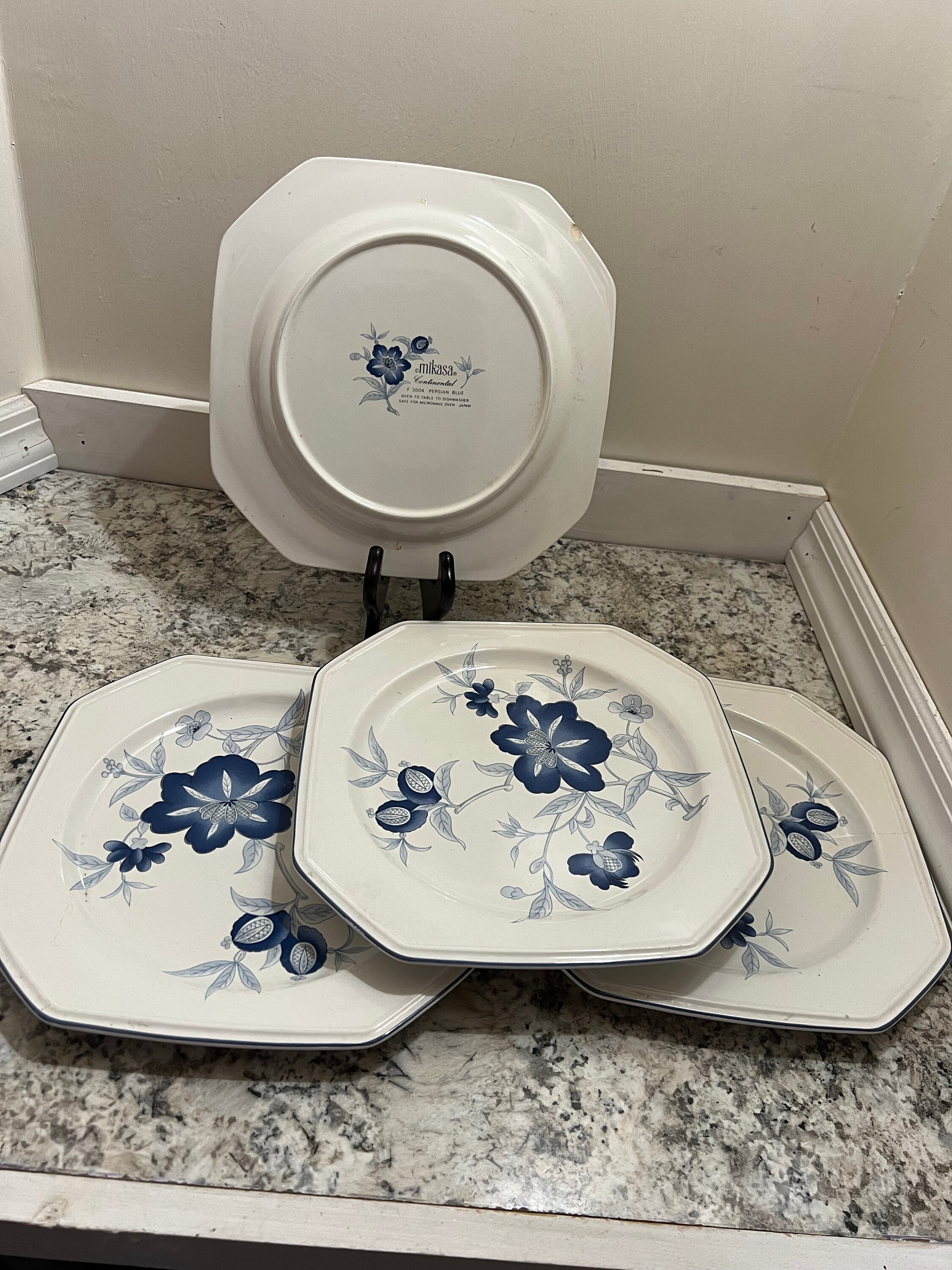 Vintage Mikasa Continental Persian Blue Dinner Plates Set of 4