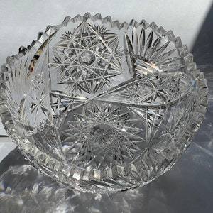 ABP American Brilliant Round Bowl  Hobstars And Fan Design 7&quot; In Diameter