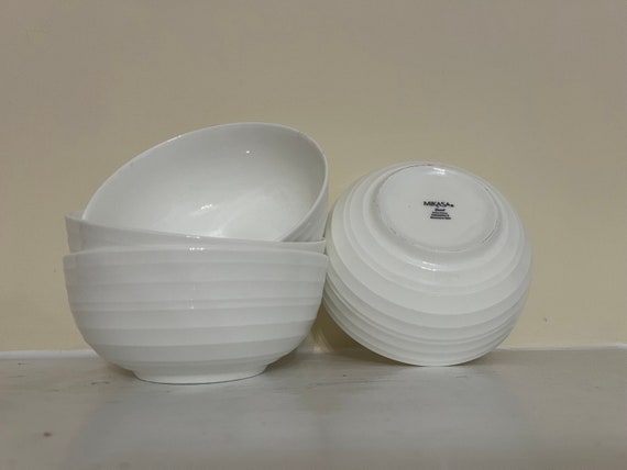 Mikasa SWIRL White Bone China Set of 4 Soup Cereal Bowls Etsy UK