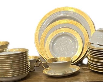 Lenox Westchester: Vajilla de porcelana china con incrustaciones de oro, a su elección