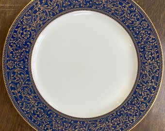 Sango Aristocrat (3690) Piatto da pranzo in porcellana fine con finiture in oro cobalto, nuovo, inutilizzato