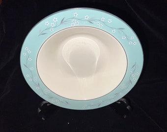 Vintage Homer Laughlin Cavalier Eggshell Turquoise Melody 9&quot; Round Serving Vegetable Bowl